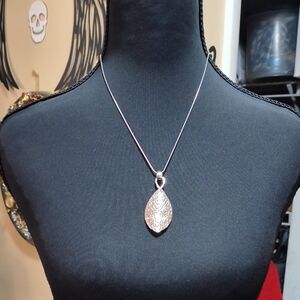 CJ Banks Silver Filigree Teardrop Pendant Necklace